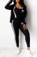 Black Fashion Casual Print Patchwork Long Sleeve Three Pieces