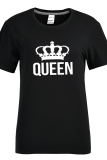 Red Fashion Street Print Letter O Neck T-Shirts