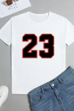 White Fashion Casual Print Patchwork O Neck T-Shirts