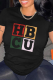 Black Fashion Street Print Patchwork Letter O Neck T-Shirts