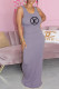 Grey Fashion Casual Print Letter O Neck One Step Skirt Dresses