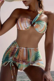 Colour Casual Vacation Patchwork Tie-dye Swimwears