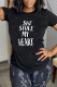Black Fashion Street Print Patchwork Letter O Neck T-Shirts