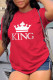 Red Casual Street Print Patchwork Letter O Neck T-Shirts