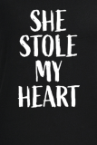 Black Fashion Street Print Patchwork Letter O Neck T-Shirts