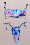 Purple Fashion Vacation Gradual Change Split Joint Swimwears