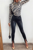 Brown Fashion Casual Solid Slit Skinny Mid Waist Pencil Trousers