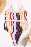 Colour Sexy Print Hollowed Out Split Joint Swimwears