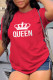 Red Fashion Street Print Letter O Neck T-Shirts
