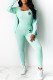 Green Fashion Casual Print Patchwork Long Sleeve Three Pieces