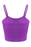 Purple Sexy Casual Print Spaghetti Strap Tops