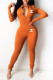 Brown Fashion Sexy Print Letter O Neck Jumpsuits