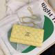 Yellow Fashion Street Solid Chains Hot Drill Bags