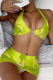 Green Yellow Sexy Vacation Print Patchwork Swimwears