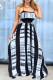 Black White Fashion Sexy Casual Gradual Change Striped Bandage Tie-dye Spaghetti Strap A Line Dresses