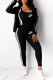 Black Fashion Casual Print Patchwork Long Sleeve Three Pieces