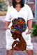 White Fashion Casual Print Basic V Neck Short Sleeve Dress
