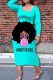 Cyanine Fashion Casual Print Basic O Neck Long Sleeve Dresses