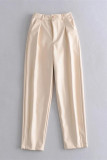 Apricot Fashion Casual Solid Basic Straight High Waist Straight Trousers