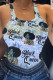 Water Blue Sexy Print Patchwork U Neck Tops