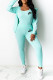Green Fashion Casual Print Patchwork Long Sleeve Three Pieces