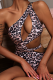 Leopard Print Sexy Vacation Leopard Hollowed Out Patchwork Swimwears