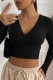 Black Fashion Casual Solid Patchwork V Neck Tops