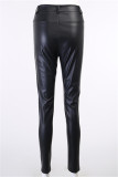Brown Fashion Casual Solid Slit Skinny Mid Waist Pencil Trousers