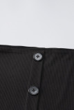 Apricot Sexy Solid Patchwork Buckle V Neck Long Sleeve Two Pieces