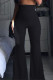 Black Fashion Casual Solid Basic Regular High Waist Wide Leg Trousers