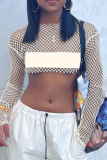 White Sexy Solid Patchwork Half A Turtleneck Tops