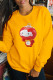 Yellow Casual Cute Character Print Patchwork O Neck Tops