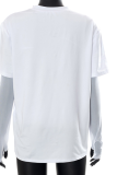White Street Print Mesh O Neck Long Sleeve Two Pieces