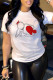 White Street Cute Print Patchwork O Neck T-Shirts