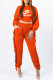 Orange Fashion Sportswear Print Letter Hooded Collar Long Sleeve Two Pieces