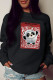 Black Sportswear Cute Character Print Patchwork O Neck Tops