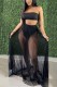 Black Fashion Sexy Solid Backless Swimwears Three-piece Set