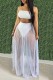 White Fashion Sexy Solid Backless Swimwears Three-piece Set