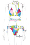 Colour Sexy Print Bandage Patchwork Swimwears