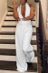 White Fashion Casual Solid Backless Halter Regular Jumpsuits