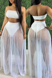 Rose Red Fashion Sexy Solid Backless Swimwears Three-piece Set