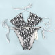 White Fashion Sexy Letter Frenulum Swimwears