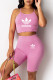 Pink Fashion Sportswear Print Letter Spaghetti Strap Sleeveless Two Pieces