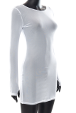 White Street Print Mesh O Neck Long Sleeve Two Pieces