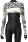 White Sexy Solid Patchwork Half A Turtleneck Tops