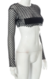 White Sexy Solid Patchwork Half A Turtleneck Tops