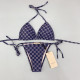 Blue Fashion Sexy Letter Frenulum Letter Swimwears