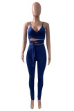 Red Fashion Sexy Solid Bandage Backless V Neck Sleeveless Two Pieces