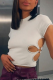 White Sexy Solid Hollowed Out O Neck T-Shirts