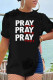 Black Fashion Casual Print Patchwork Letter O Neck T-Shirts